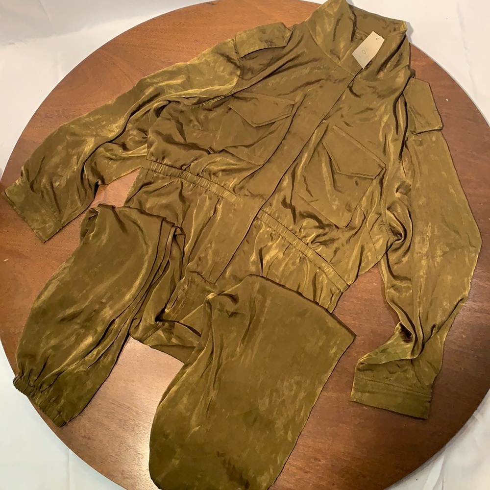 Olive Satin Jumpsuit